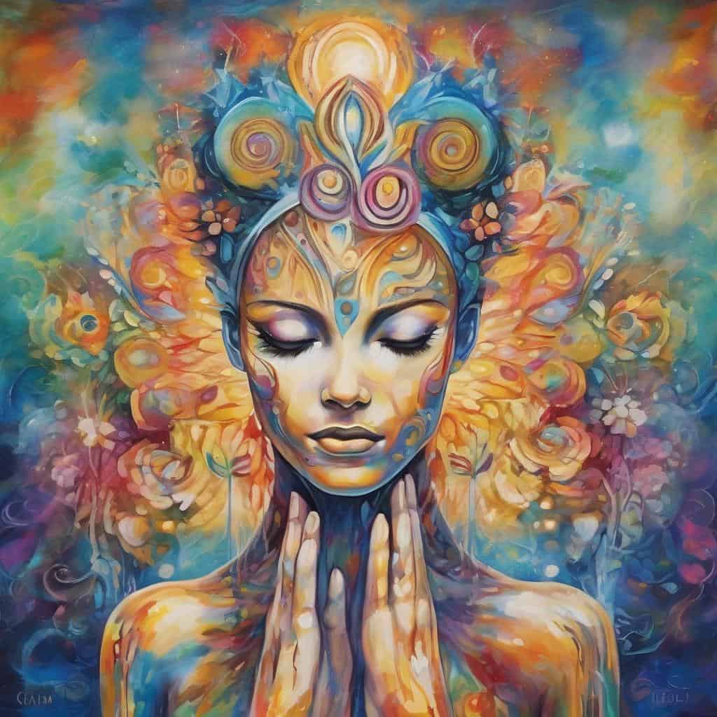 Άνθρωπος με κίτρινα και μπλε χρώματα, η θετική εξέλιξη και αυτο-ανάπτυξη.